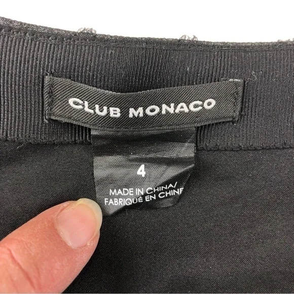 Club Monaco black Swiss dot jacquard ruffle lined mini skirt Size 4 - Picture 4 of 9